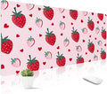 Mouse Pad Leather Desk Mat Large Keyboard Cute Office Desktop Computer Laptop XXL Long Big Aesthetic Modern Design Women Girls Gaming Gamer Oversized Wide Mousepad 31.5"x15.7", Strawberry