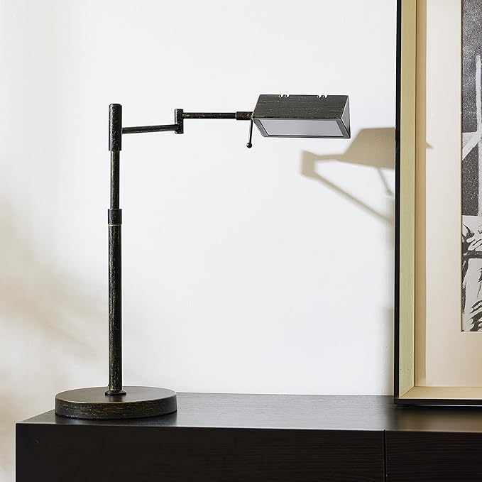VONLUCE LED Desk Lamp, Adjustable Industrial Style Metal Table Lamp, Dimmable Reading Lamp for Living Room Bedroom Office, Antique Black
