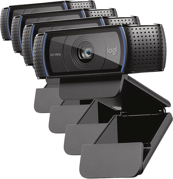 Logitech C920x HD Pro PC Webcam,Full HD 1080p/30fps Video,Clear Audio,HD-Light Correction,Works with Microsoft Teams,Google Meet,Zoom,Nintendo Switch 2’s New GameChat Mode,Mac/Tablet-Black,(Pack of 4)