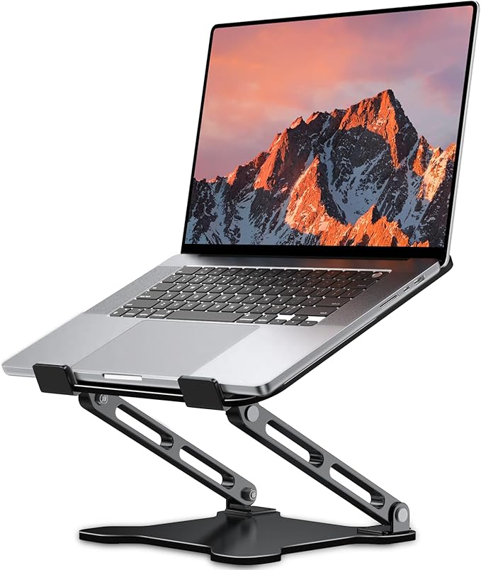 Adjustable Laptop Stand for Desk, Metal Foldable Laptop Riser, Ventilated Cooling Lectern, Ergonominc Computer Notebook Stand for Desk Compatible with 10-15.6“ Laptops