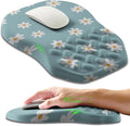 Ergonomic Slope Mouse Pad Wrist Support, Wrist Rest Mousepad for Carpal Tunnel with Massage Bulge and Slow Rebound Memory Foam (12x8 inch, White Flowers)
