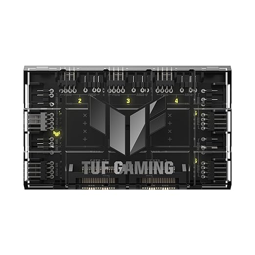 ASUS TUF Gaming ARGB PWM Fan Hub (Connects six case Fans, PWM Fan and RGB Connector, Clear Power and Operation Indicators, Stable Dual SATA Power Support)