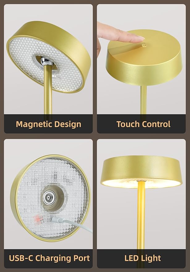 Cordless Lamp, RGB, Outdoor Waterproof, Dimmable Touch Control 3 Color Temperature, Battery Operated Portable, LED Memory Function, Rechargeable Table Lamp, Desk Lamp, Patio Dinning Restaurant Kitchen