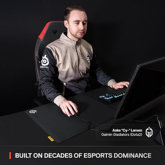 SteelSeries QcK XL Performance Control Gaming Mousepad — Extra Density for a Smooth Glide — Low-Profile Edge Stitching — Non-Slip Neoprene Rubber Base — 15.75 x 34.43 inch — FPS, MOBAs, RTS, MMO