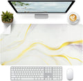 Marble Desk Pad, Desk Matt for Desktop, Leather Mouse Pad, Waterproof Keyboard Mat, Non-Slip Computer Mat, Keyboard and Mouse Pad for Office Decor (31.5"x15.7")