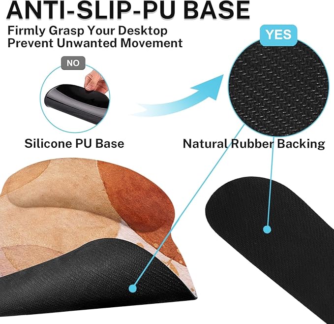 Britimes Abstract Boho Keyboard Mouse Pad Set 4in1 Large Mousepad+Keyboard Wrist Rest+Mouse Wrist Rest+Coaster Set with Ergonomic Design for Home Office Computer 35.4x15.7 inches