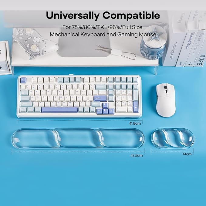 EPOMAKER CloudGel Wrist Rest for Keyboard and Mouse, 2 Pieces Silicone Wrist Support, Anti-Slip Rubber Bottom, Ergonomic Design, Suitable for Office/Computer/Laptop/Gaming (Clear)