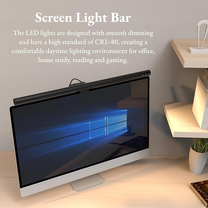 Generic Monitor Light Bar, USB Computer Monitor Lamp, Eye Care Screen Light Bar, Adjustable 5 Color Temperatures, Stepless Dimming, No Screen Glare Desk lamp Home Office Game (300SA)