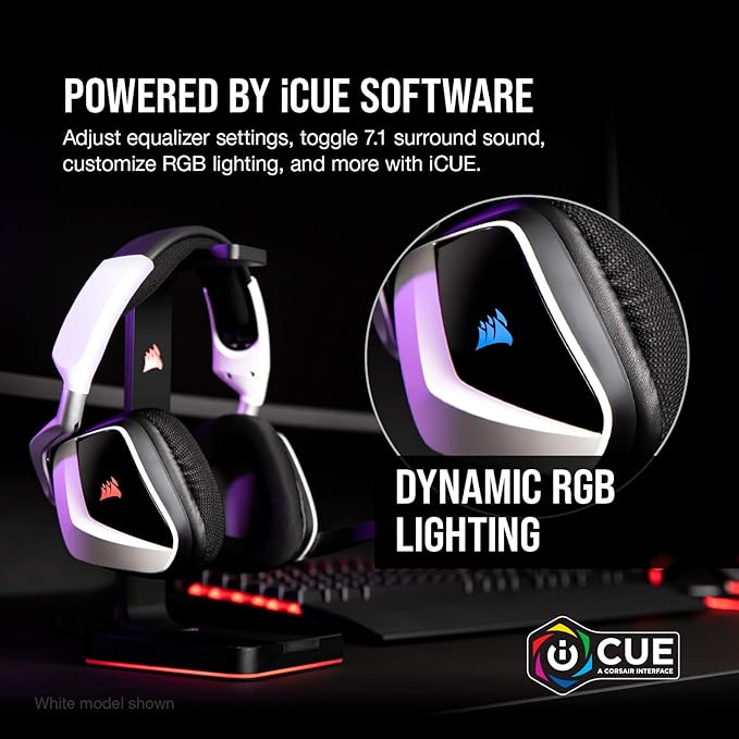 Corsair Void RGB Elite Wireless Gaming Headset – 7.1 Surround Sound – Omni-Directional Microphone – Microfiber Mesh Earpads – Up to 40ft Range – iCUE Compatible – PC, Mac, PS5, PS4 – Carbon