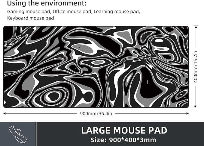 Large Gaming Mouse Pad with Superior Micro-Weave Cloth, Extended Desk Mousepad with Stitched Edges, Anti-Slip Keyboard Pad for Computer, Home and Gaming