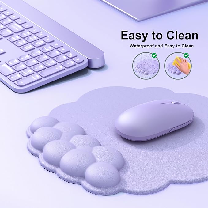 Cloud Mouse Pad with Wrist Rest, Cloud Keyboard Wrist Rest, Mouse Pad Wrist Support, Ergonomic Keyboard Mouse Wrist Support (Purple)