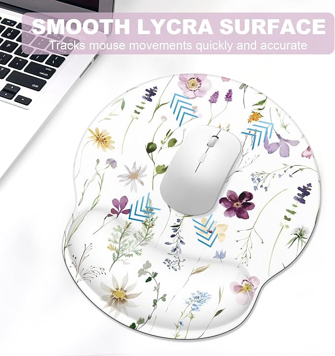 Ergonomic Mouse Pad with Wrist Rest and Keyboard Wrist Rest, Mousepad and Wrist Rest for Computer Keyboard, Non-Slip Rubber Base, Mouse Pad Wrist Support for Gaming, Flowers and Plants