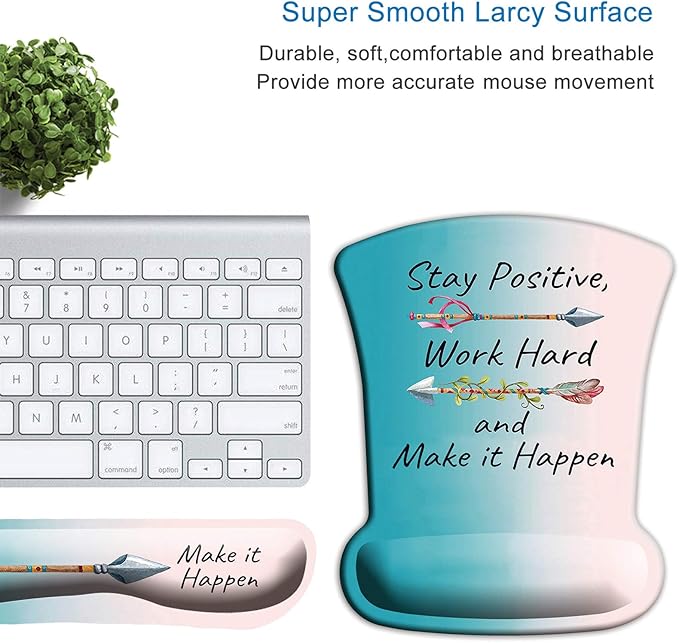 ITNRSIIET Mouse Pad Wrist Support Keyboard Wrist Rest Pad Ergonomic Mousepad Non-Slip Memory Foam Keyboard Pad Easy Typing Pain Relief Perfect for PC Laptop Gaming Office, Inspirational Quotes