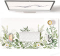 Colorful Star Large Mouse Pad, Green Leaves Waterproof Office Desk Mat, Non-Slip Computer Gaming Mouse Pad, XXL PC Laptop Protector Pads, PU Leather Desk Writing Pads for Office Home, 31.5" x 15.7"