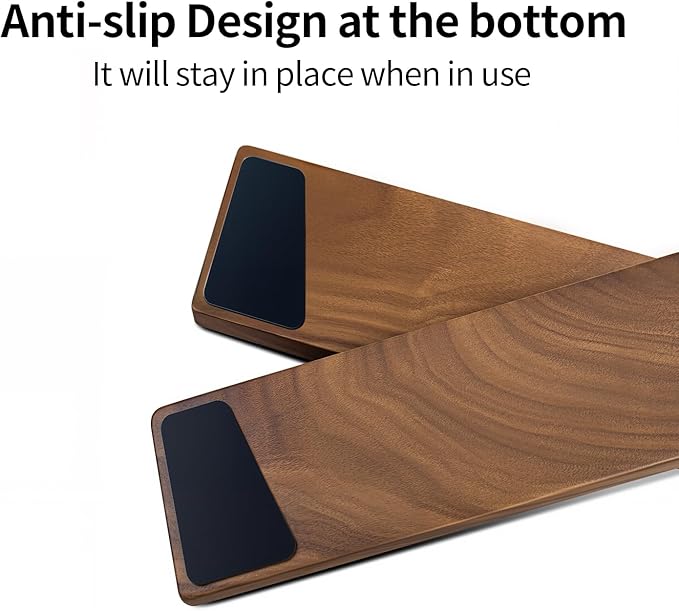 Walnut Wooden Wrist Rest for Mechanical Keyboard, Ergonomic Design for Wrist Pain Relief, Smooth No Odor and Easy to Clean, Support Wrist to Coding Typing and Playing (for 60-68 Key)