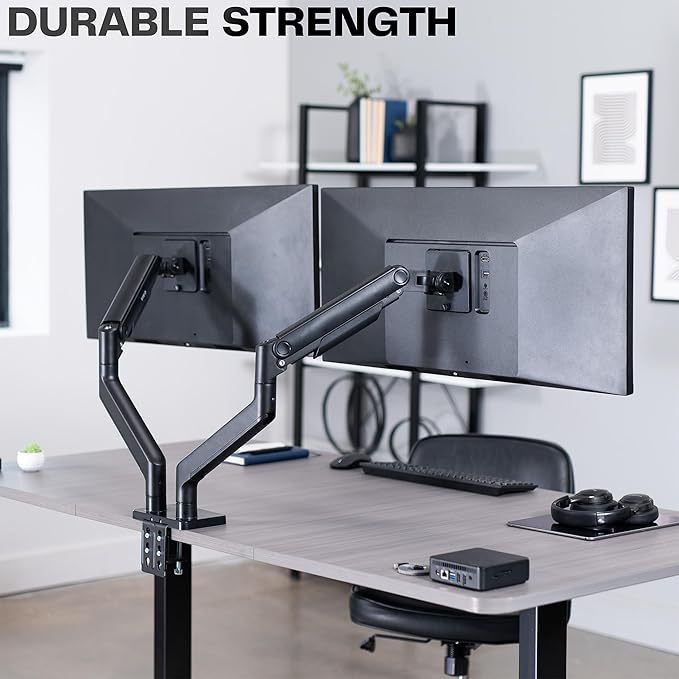 VIVO Heavy Duty Dual Ultra-Wide Monitor Tension Arm, Up to 45 inch Screens, Holds 44 lbs per Arm, Premium Desk Mount Monitor Stand for 2 Ultrawides, Black, STAND-V200V