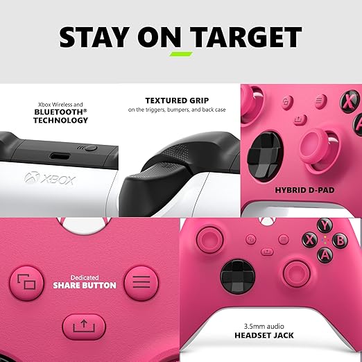 Xbox Wireless Gaming Controller (2025) – Deep Pink – Play on, Windows, Android, iOS, FireTV Sticks, Smart TVs, VR Headsets