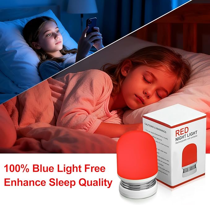 Red Night Light - 670nm Red Light Sleep Lamp for Bedside Sleep - Rechargeable Night Lamp for Bedroom - No Blue Light Lamp - Portable Rechargeable Night Lamp for Sleep, Relaxation, Yoga, Travel