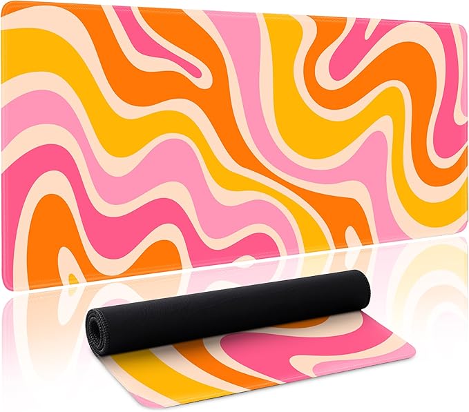 Boho XL Mouse Pad Large Desk Mat Extended Keyboard Mouse Pad Abstract Mousepad with Non-Slip Base and Stitched Edge Minimalist Mouse Mat Desk Pad 31.5 x 11.8 in Mouse Pads for Desk Home Office Gaming