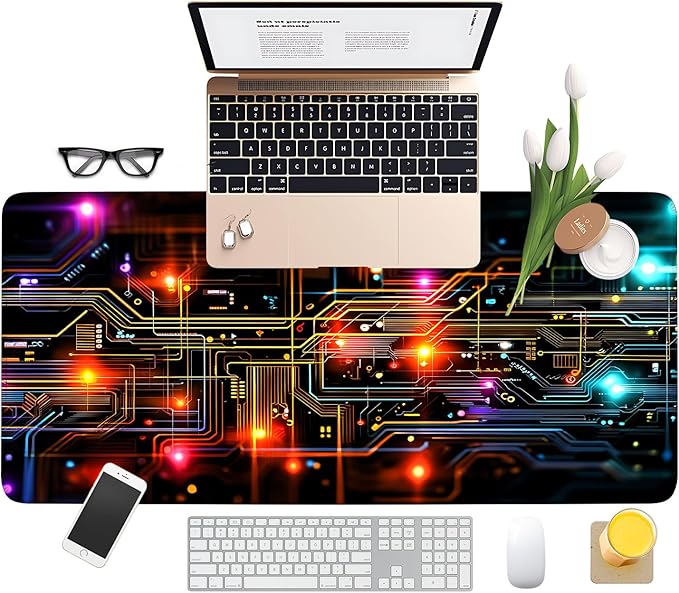 Lighting Extended Gaming Mouse Pad 35.4x15.7Inch Large Desk Mat Anti-Slip Rubber Base & Durable Stitched Edges for Gamers Smooth Mouse Writing Surface for Desk Office/Home