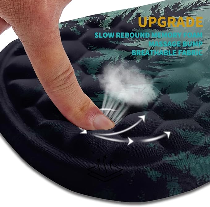 Hokafenle Ergonomic Mouse Pad Wrist Support, Wrist Rest Mousepad for Carpal Tunnel with Integrated Memory Foam Slope Massage Bulge (11.8x7.9 inch,Forest)