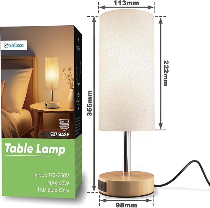 Bedside Lamp Touch Dimmable，USB Charging Ports 3 Brightness Levels Adjustable Desk Lamp for Bedroom, Living Room, Home Office