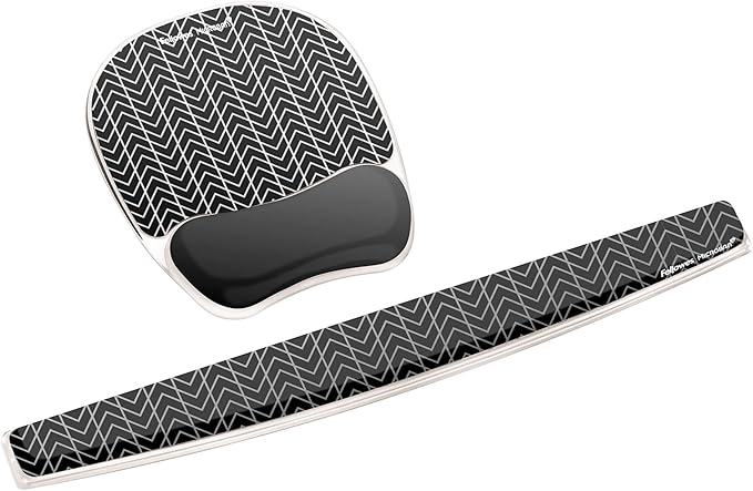 Fellowes Photo Gel Mouse Pad Wrist Rest with MICROBAN - Black Chevron (9549901)