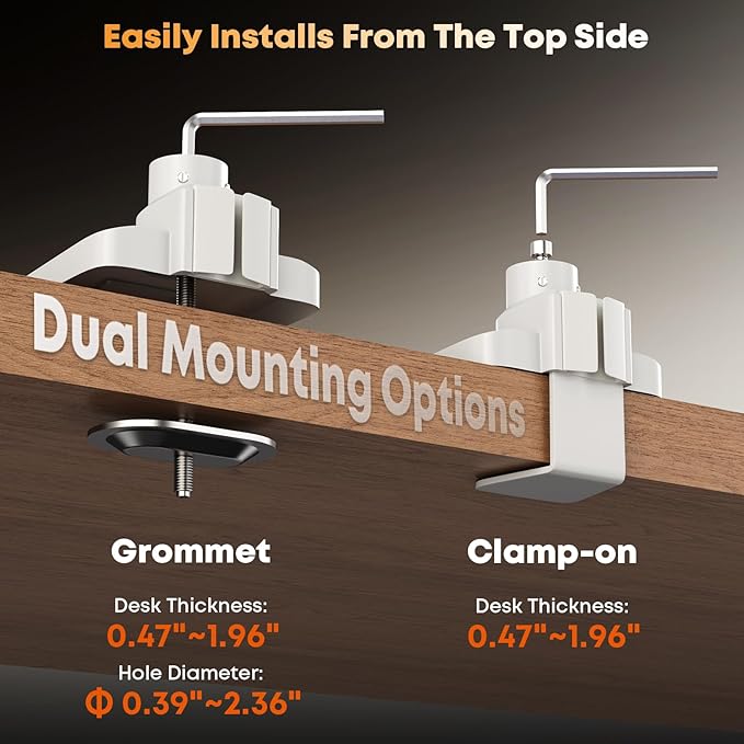 PUTORSEN 17-49”Premium Aluminum Heavy Duty Dual Monitor Arm for Ultrawide Screens up to 44lbs, Vertical Stacked Dual Monitor Desk Mount, Full Motion Dual Vertical Monitor Mount, VESA 75/100, White