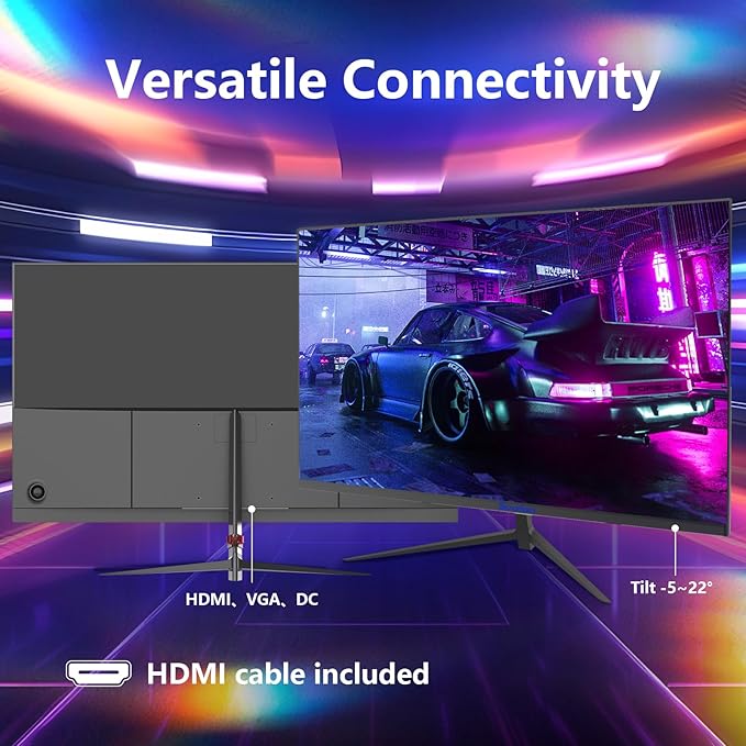 27 inch Gaming Monitor VA 100Hz Computer Monitor Built-in Speakers Full HD 1920 x 1080P with HDMI Interface Eye Care Frameless 100 x 100mm VESA with 3-Side Virtually Borderless Design