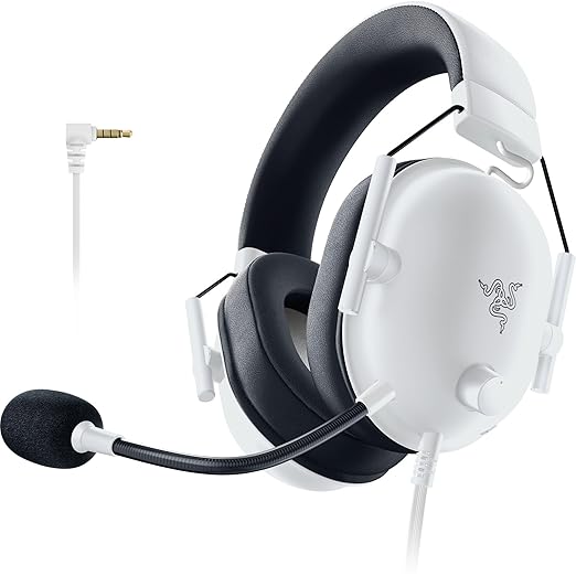 Razer BlackShark V2 X Gaming Headset: Special Edition - 50mm Drivers - Cardioid Mic - Comfortable Noise Isolating Earcups - for PC, Mac, PS5, Xbox One, Nintendo Switch via 3.5mm Audio Jack - White