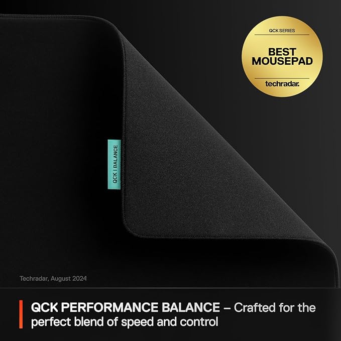 SteelSeries QcK L Performance Balance Gaming Mousepad — Extra Density for a Smooth Glide — Low-Profile Edge Stitching — Non-Slip Neoprene Rubber Base —16.54 x 19.29 inch — FPS, MOBAs, RTS, MMO
