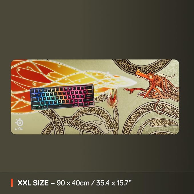 SteelSeries QcK Gaming Mousepad — CS2 Dragon Lore — XXL Dimensions — Sized to Cover Desks — Peak Tracking and Stability — for FPS, Action, RPG Gaming Genres