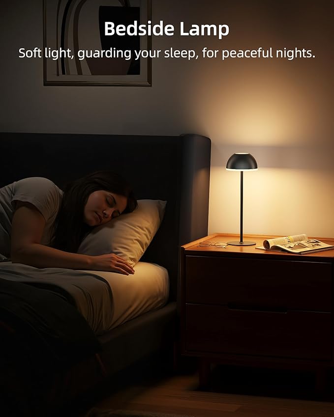 Cordless Table Lamp, Rechargeable, Touch control, 3 Color Temperature, Stepless Dimming, LED Memory Function, Portable, Battery Operated Lamp for Bedroom Restaurant Dinning Kitchen Living Room Home