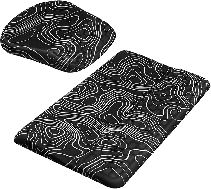 Keyboard Wrist Rest -Ergonomic Mouse Pad- with Carpal Tunnel Massage Bumps and Full Memory Gel Design - Ideal Frequent Computer (Line)