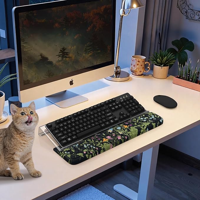 HAOCOO Acrylic Tilted Keyboard Riser, Wrist Rest for Computer 3-Level Height Adjustment, Hand Rest for Easy Ergonomic Typing, Keyboard Wrist Pad Work from Home