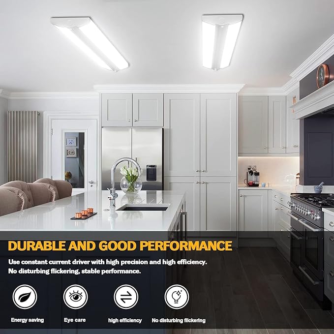 AntLux 4FT LED Wraparound Light Fixture 50W Ultra Slim LED Shop Lights for Garage, Eye Care, 5500 Lumens, 4000K Neutral White, 4 Foot Flush Mount Office Ceiling Wrap Light for Workshop Kitchen Laundry