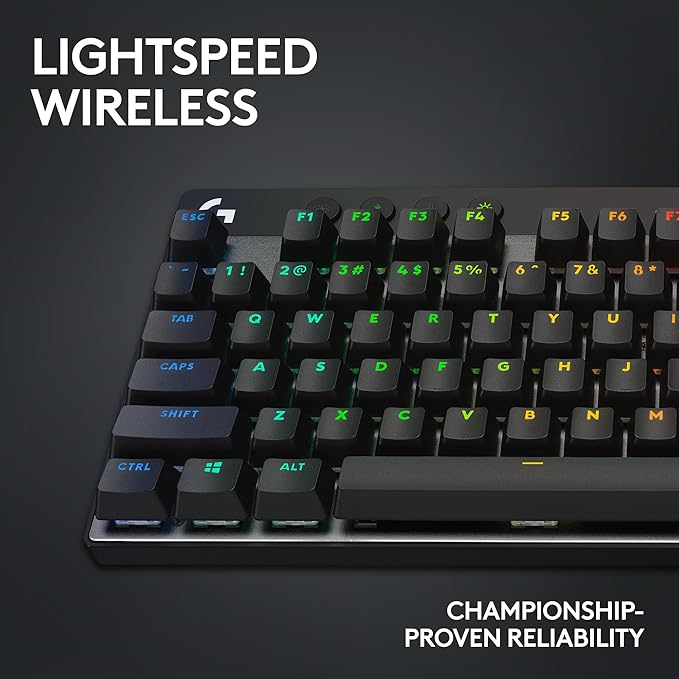 Logitech G PRO X TKL Lightspeed Wireless Gaming Keyboard, Ultra-Portable Tenkeyless Design, LIGHTSYNC RGB, PBT keycaps, Linear Switches (GX Red) - Black