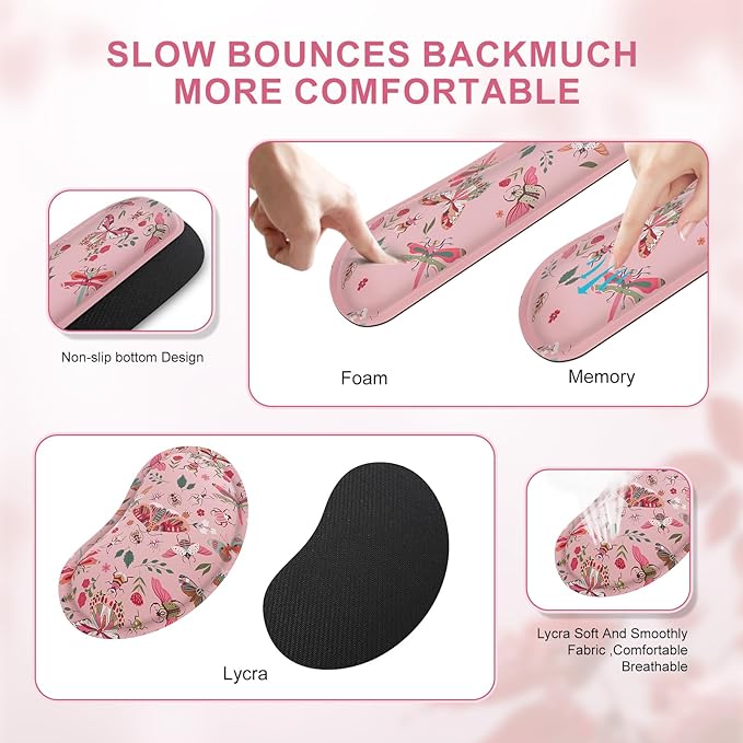 iCasso Large Mouse Pad for Desk, Computer Desk Mat, 3Pcs XXL Keyboard and Mouse Pad + Keyboard Wrist Rest, Desk Matt for Desktop, Easy Typing & Comfort Ultra Thick Mousepad Keyboard Mat (Pink)
