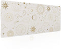 aportt Boho Chic Sun Moon Large Mouse Pad XL Magic Mystical Galaxy Stars Clouds Extended Large Desk Mat Big White Desk Pad 80X30 CM Non-Slip Rubber Base Stitched Edge Long Mousepad,31.5×11.8 Inch