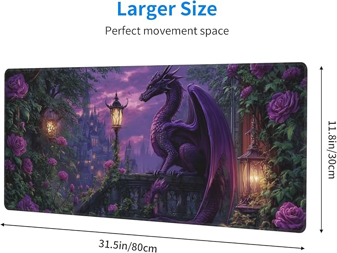 Dragon Mouse Pad Extended Large Gaming Mouse Pad XL Stitched Edges for Gamer Home Office 31.5 X 11.8 Inch