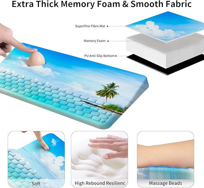 Wrist Rest for Computer Keyboard, Keyboard Wrist Rest, Ergonomic Keyboards Holder for Easy Typing Working, Wrist Pad for Keyboards with Comfortable Wrist Rest for Keyboard Blue