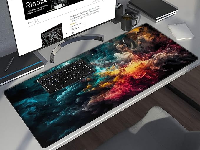 Large Gaming Mouse Pad Desk Mat with Superior Micro-Weave Cloth, XXL Big Mousepad with Stitched Edges, Anti-Slip Desk Keyboard Pad for Gaming, Office and Home