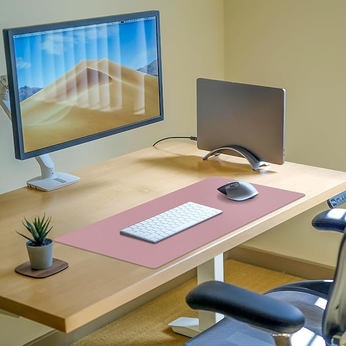Non-Slip Desk Pad Mat, Leather Desk Mat for Desktop, Large Purple Mouse Pad, Waterproof Computer Mouse Mat Desktop Protector for Office/Home, 23.6" x 13.7"