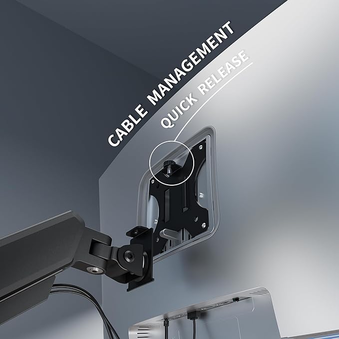 Single Monitor Arm Desk Mount，Gas Spring Monitors Arm for 17-32 inch Screens,Adjustable Computer Monitors Stand up to 4.4 to 19.8 lbs,Vesa Mount with Clamp and Grommet Base, VESA 75 & 100mm,Single