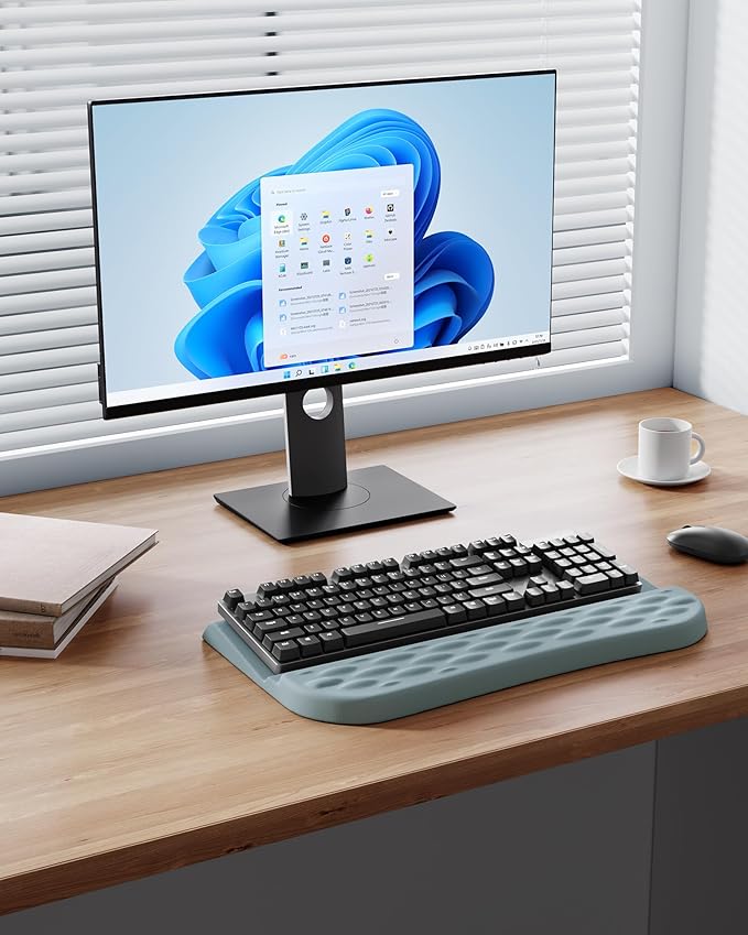 Keyboard Wrist Rest Stand for Desktop, 2 Angle Ergonomic Computer Keyboard Holder Stand, Key Board Riser with Wrist Support, Arm Rest for Office, Home, Desk(Blue)