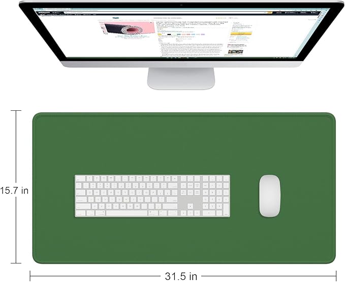 Dapesuom Large Gaming Mouse Pad, Extended Mouse Mat with Stitched Edges, Full Size Keyboard Pad with Non-Slip Base, Big XXL Computer Desk Mats for Gamer, Laptop, Office, 31.5 x 15.7in, Forest Green