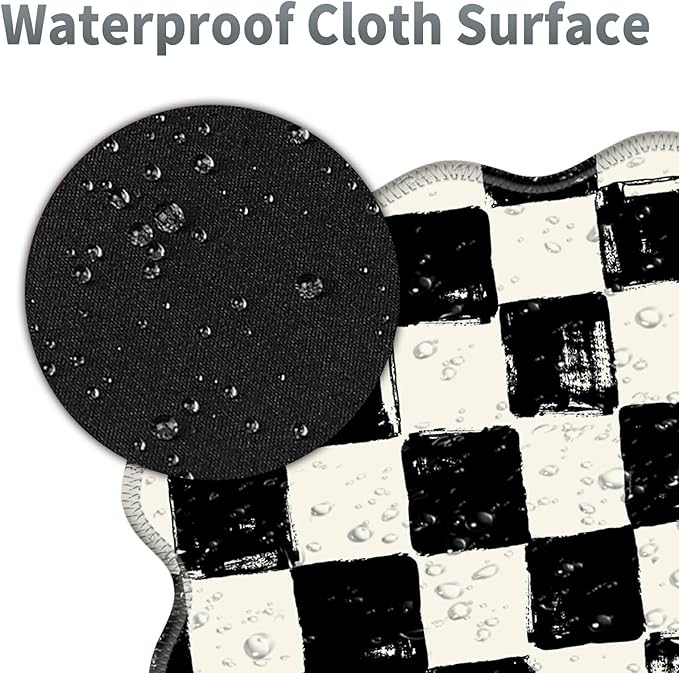 Black White Checkered Large Gaming Mouse Pad Plus a Coaster, 31.5 x 11.8 inches Desk Mat Extended XL Mousepad with Stitched Edge Non-Slip Rubber, Desk Pad Computer Mouse Mat for Home Office