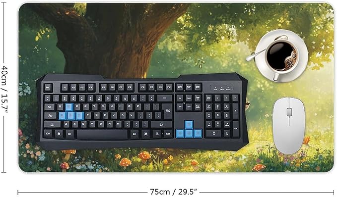 Cute Fox Mouse Pad, Large Extended Desk Mat 40×75cm (16''×30''), Forest Animal Gaming Mousepad with Non-Slip Rubber Base, Stitched Edges, Water-Resistant for Office Home