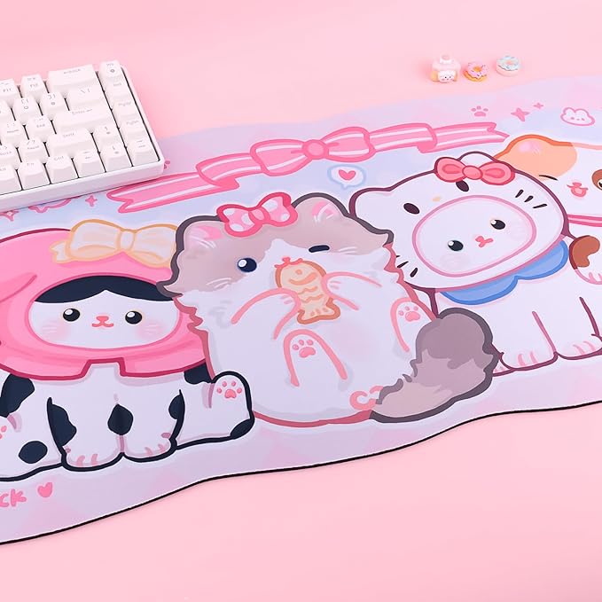 Large Gaming Mouse Pad, Waterproof Extra Large Big Mouse Pad XL Non-Slip Cute Gaming Mousepad Desk Mat for Gamer, Office & Home - Kitty