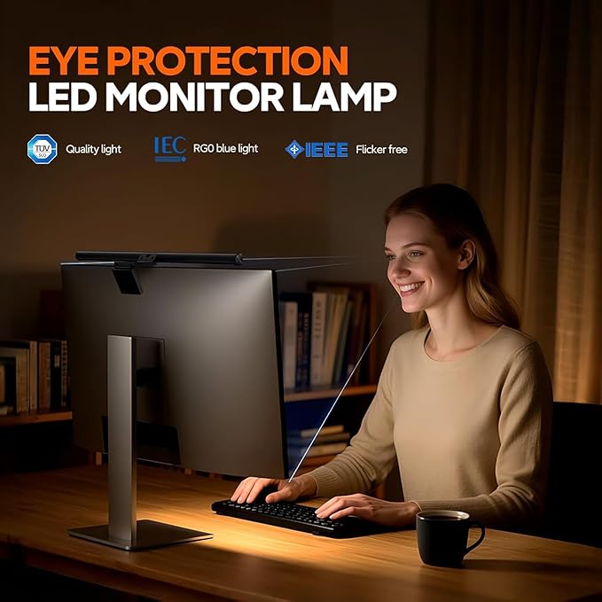 LYMAX Monitor Light Bar, Eye-Care USB Computer Lamp Dimmable Screen Light Bar, Fit for All Monitor with Wireless Controller, Backlight, No Screen Glare, Space Saving for Home Office Gaming Desk